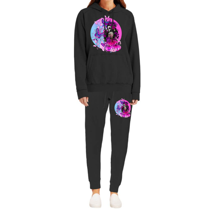 Pink Goth Halloween Sugar Skull With Spiderweb Butterflies Hoodie & Jogger Set | Artistshot