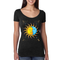 Boho Sun Crescent Moon Astronomy Universe Astrology Women's Triblend Scoop T-shirt | Artistshot