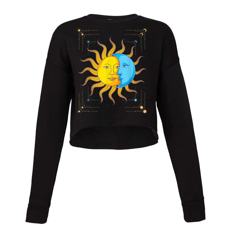 Boho Sun Crescent Moon Astronomy Universe Astrology Cropped Sweater by Creed | Artistshot