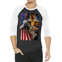 Woman Warrior Of Christian Jesus Lion American Cross Flag 3/4 Sleeve Shirt | Artistshot