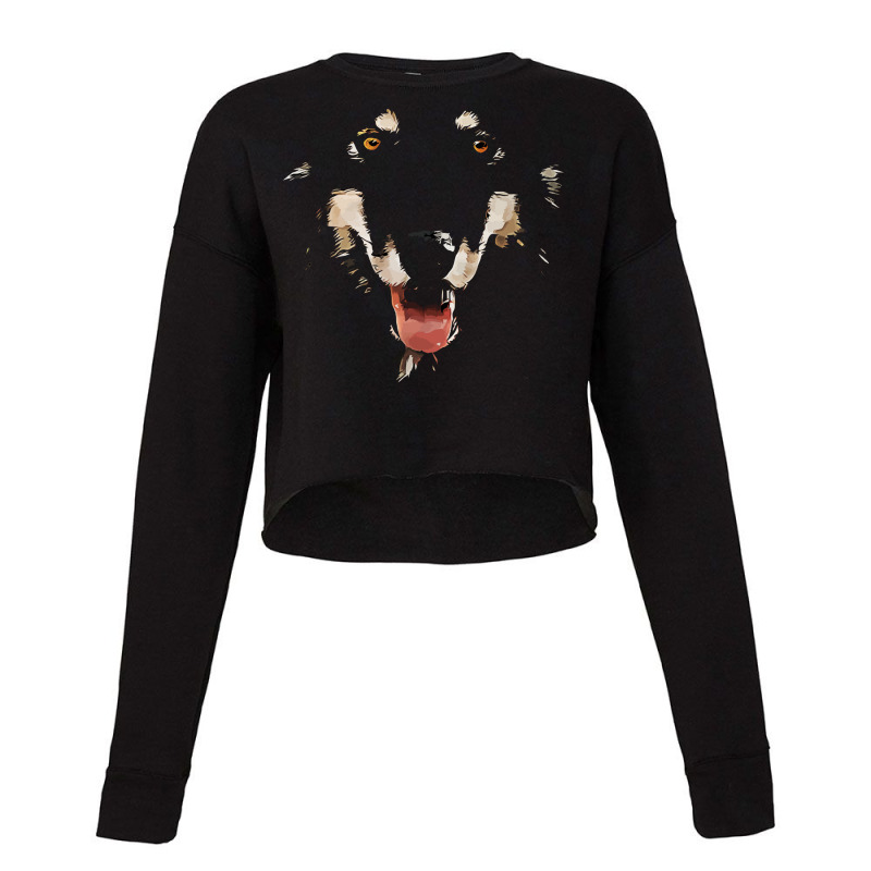 Dog Face In The Night Cropped Sweater | Artistshot