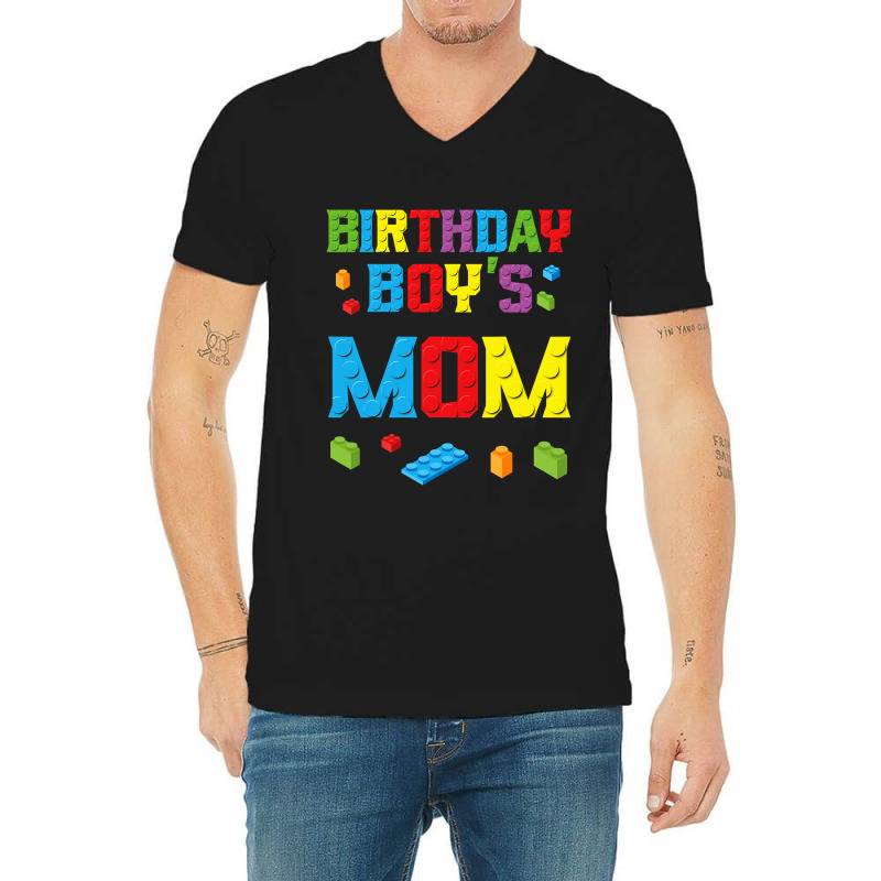 Master Builder Birthday Boy's Mom Building Bricks Blocks  Copy V-neck Tee | Artistshot