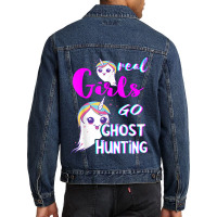 Real Girls Go Ghost Hunting Paranormal Unicorn Ghost Hunter Men Denim Jacket | Artistshot