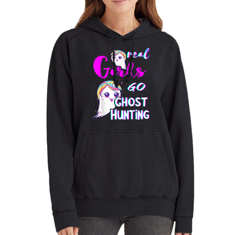 Real Girls Go Ghost Hunting Paranormal Unicorn Ghost Hunter Vintage Hoodie | Artistshot