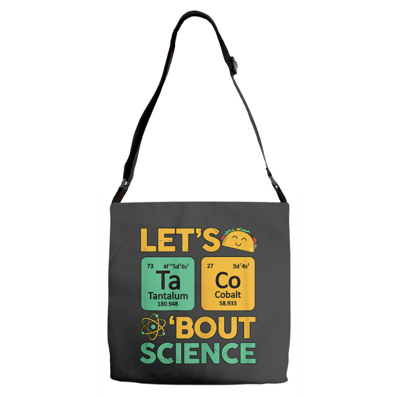 Womens Teacher Shirt Let's Taco Bout Science Cute Chemistry Physics Adjustable Strap Totes | Artistshot