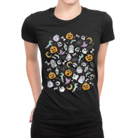 Halloween Zombie Witch Vampire Bats Ghost Skull Pumpkin Ladies Fitted T-shirt | Artistshot