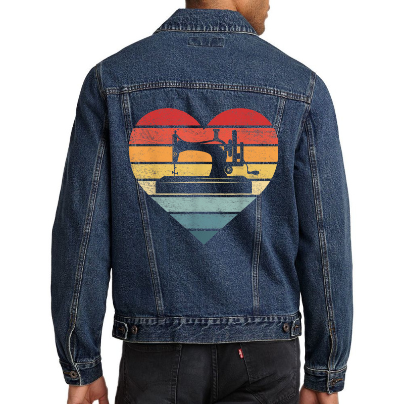 Seamstress Dressmaker Gifts Retro Sunset Sew Machine Sewing Men Denim Jacket | Artistshot