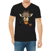 Detective Giraffe Spy Inspector Investigator Giraffe Lover V-neck Tee | Artistshot