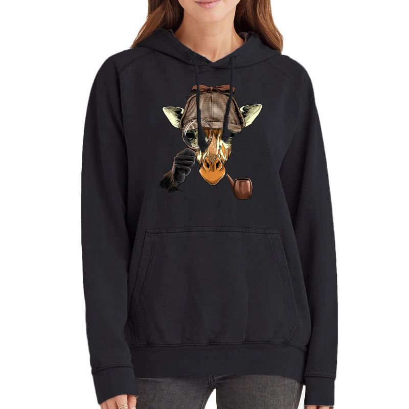 Detective Giraffe Spy Inspector Investigator Giraffe Lover Vintage Hoodie by Fashlaza | Artistshot