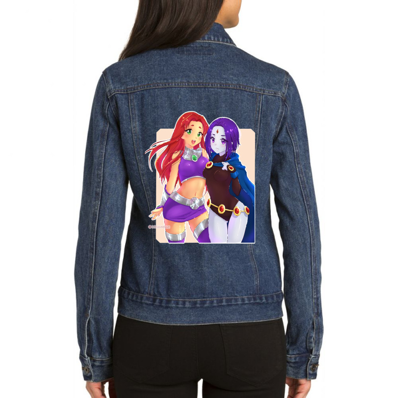 Starfire And Raven Ladies Denim Jacket by cm-arts | Artistshot