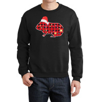 Red Buffalo Plaid Christmas Guinea Pig Xmas Lights Crewneck Sweatshirt | Artistshot