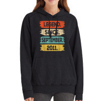 11 Years Old Gift Legend Since September 2011 11th Birthday Vintage Hoodie | Artistshot