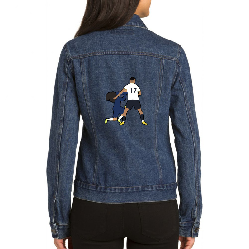 Cristian Romero Not Comitting A Foul Ladies Denim Jacket by cm-arts | Artistshot