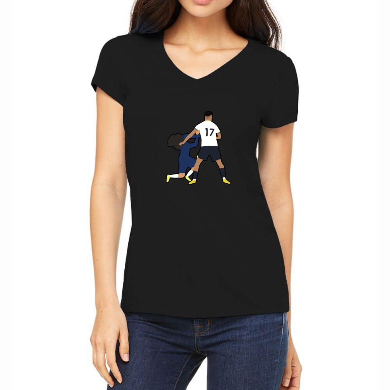 Cristian Romero Not Comitting A Foul Women's V-Neck T-Shirt by cm-arts | Artistshot