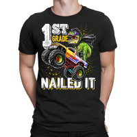 1st Grade Nailed It Dinosaur Monster Truck Graduation Cap T-shirt | Artistshot