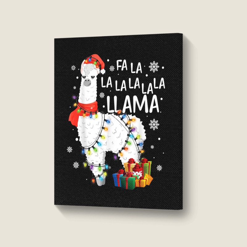 Fa La La Llama Funny Christmas Christmas Lllama Lover Portrait Canvas Print | Artistshot