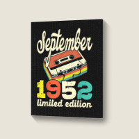 70th Birthday September 1952 Retro Cassette Limited Edition Portrait Canvas Print | Artistshot