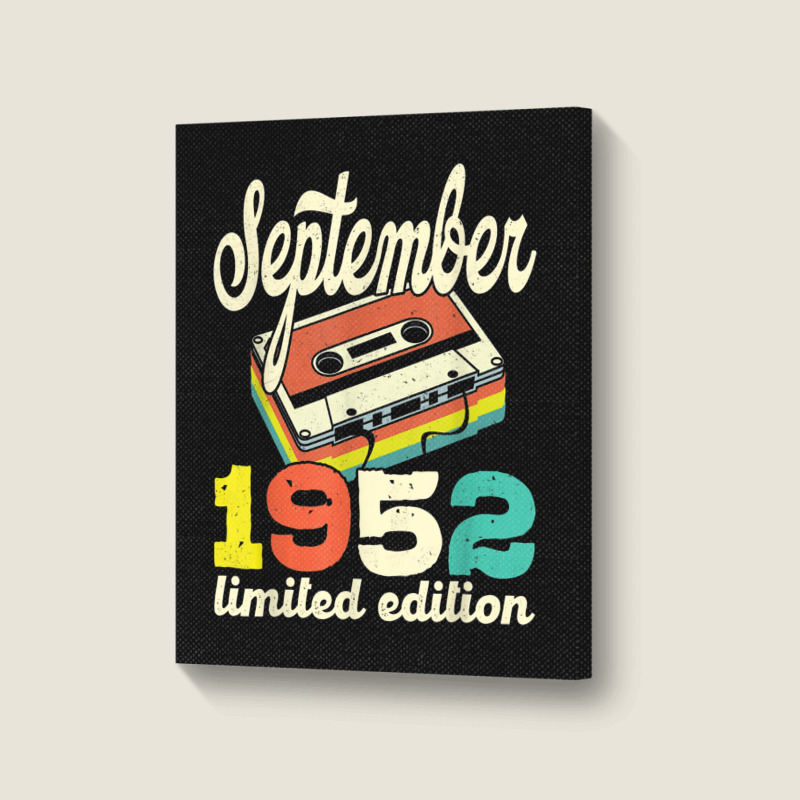 70th Birthday September 1952 Retro Cassette Limited Edition Portrait Canvas Print | Artistshot