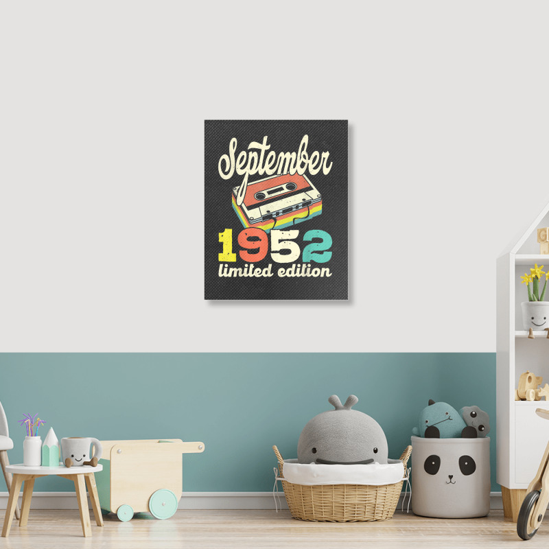 70th Birthday September 1952 Retro Cassette Limited Edition Portrait Canvas Print | Artistshot