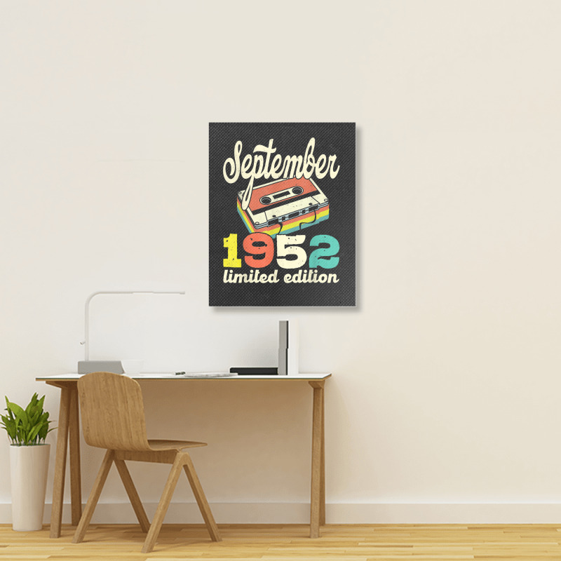 70th Birthday September 1952 Retro Cassette Limited Edition Portrait Canvas Print | Artistshot