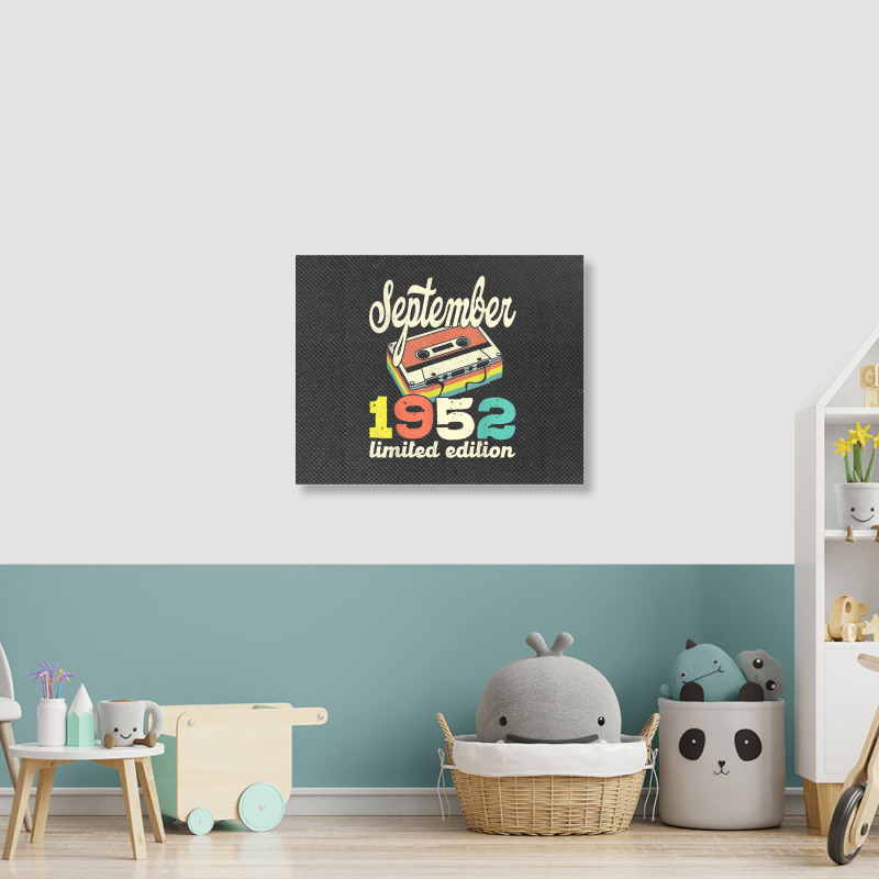 70th Birthday September 1952 Retro Cassette Limited Edition Landscape Canvas Print | Artistshot