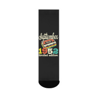 70th Birthday September 1952 Retro Cassette Limited Edition Crew Socks | Artistshot