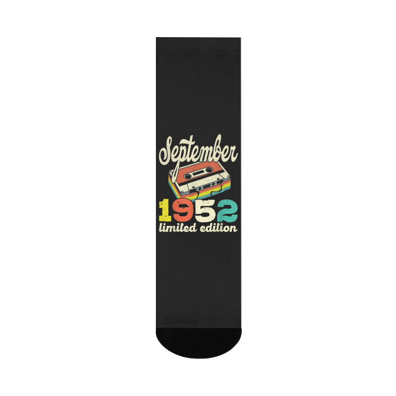 70th Birthday September 1952 Retro Cassette Limited Edition Crew Socks | Artistshot