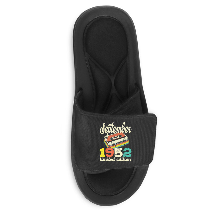 70th Birthday September 1952 Retro Cassette Limited Edition Slide Sandal | Artistshot