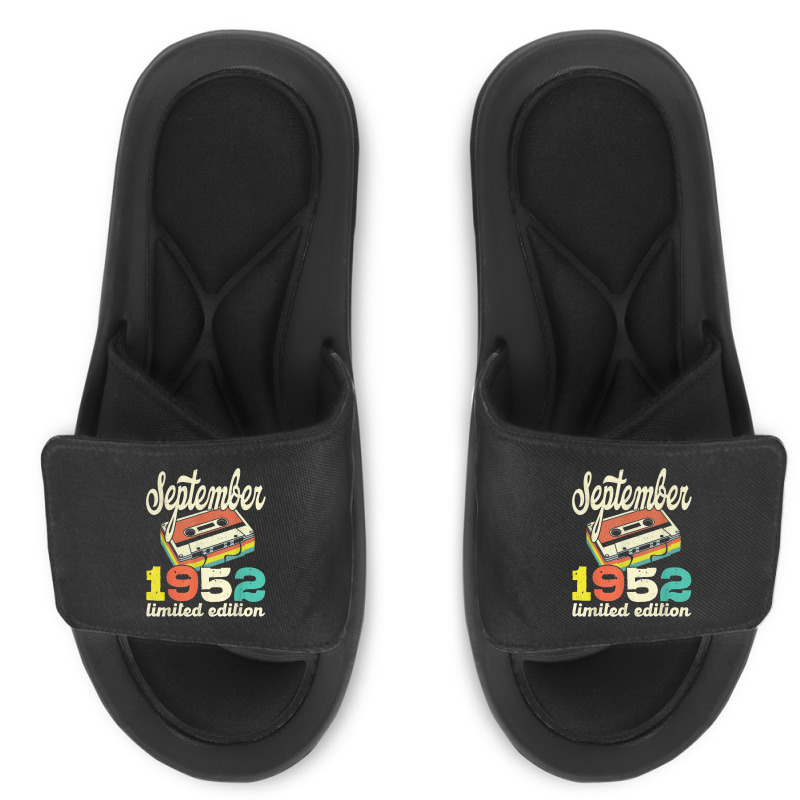 70th Birthday September 1952 Retro Cassette Limited Edition Slide Sandal | Artistshot