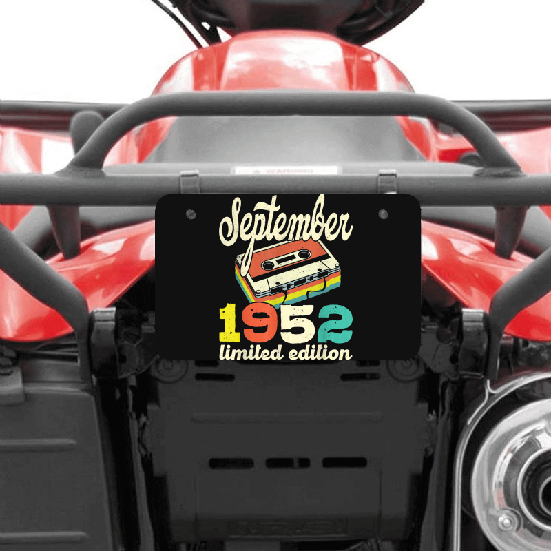 70th Birthday September 1952 Retro Cassette Limited Edition Atv License Plate | Artistshot