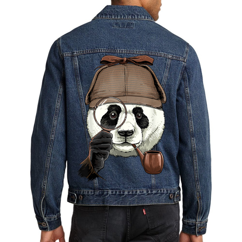 Detective Giant Panda Spy Investigator Wildlife Bear Lover Men Denim Jacket by Orchid | Artistshot