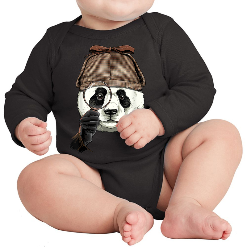 Detective Giant Panda Spy Investigator Wildlife Bear Lover Long Sleeve Baby Bodysuit by Orchid | Artistshot