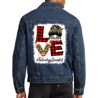 Technology Specialist Love Messy Bun Leopard Back To School Men Denim Jacket | Artistshot