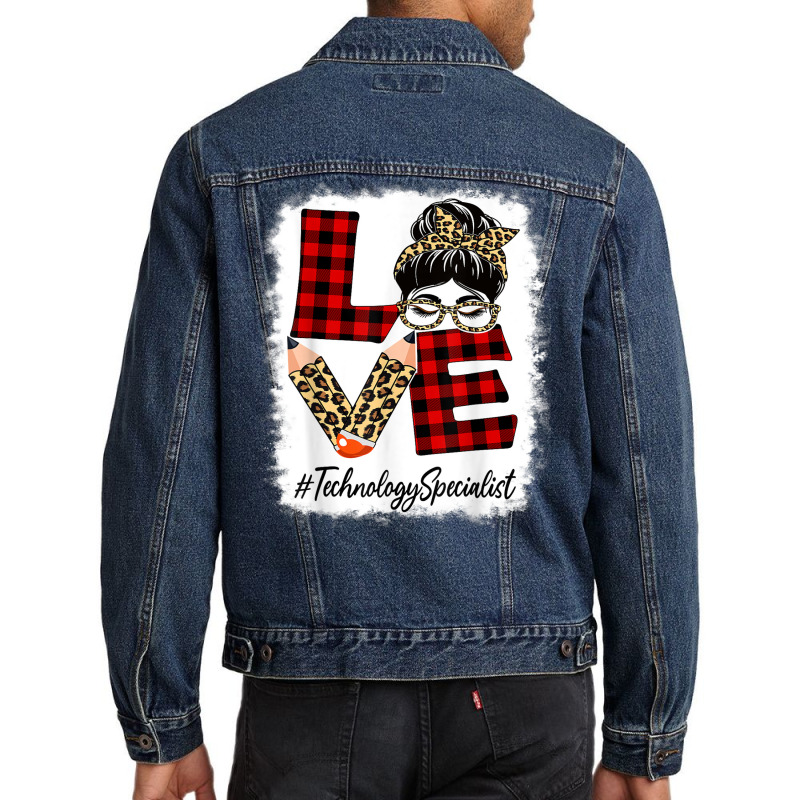 Technology Specialist Love Messy Bun Leopard Back To School Men Denim Jacket by Amenity | Artistshot