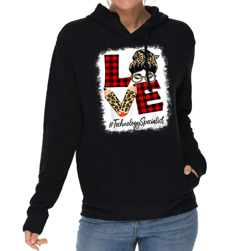 Technology Specialist Love Messy Bun Leopard Back To School Lightweight Hoodie by Amenity | Artistshot