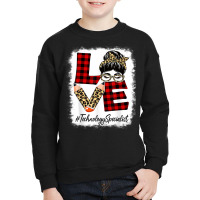 Technology Specialist Love Messy Bun Leopard Back To School Youth Sweatshirt | Artistshot