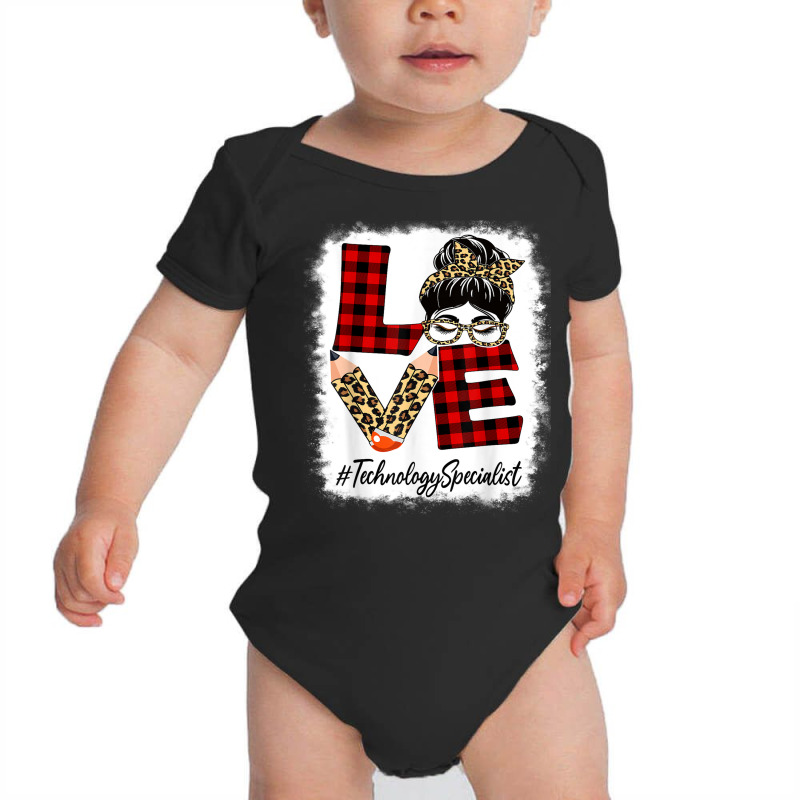 Technology Specialist Love Messy Bun Leopard Back To School Baby Bodysuit by Amenity | Artistshot