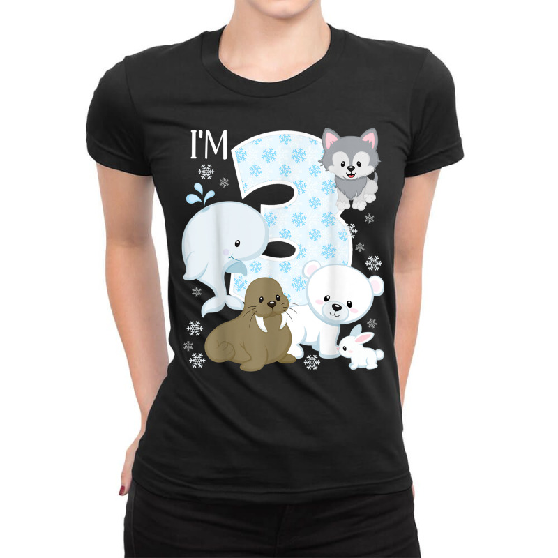 Arctic Animals 3rd Birthday Polar Bear Walrus Fox Sea Theme Ladies Fitted T-Shirt by Deluxe | Artistshot