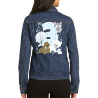 Arctic Animals 3rd Birthday Polar Bear Walrus Fox Sea Theme Ladies Denim Jacket | Artistshot