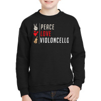 Peace Love Violoncello Music Instrument Cello Instrument Youth Sweatshirt | Artistshot