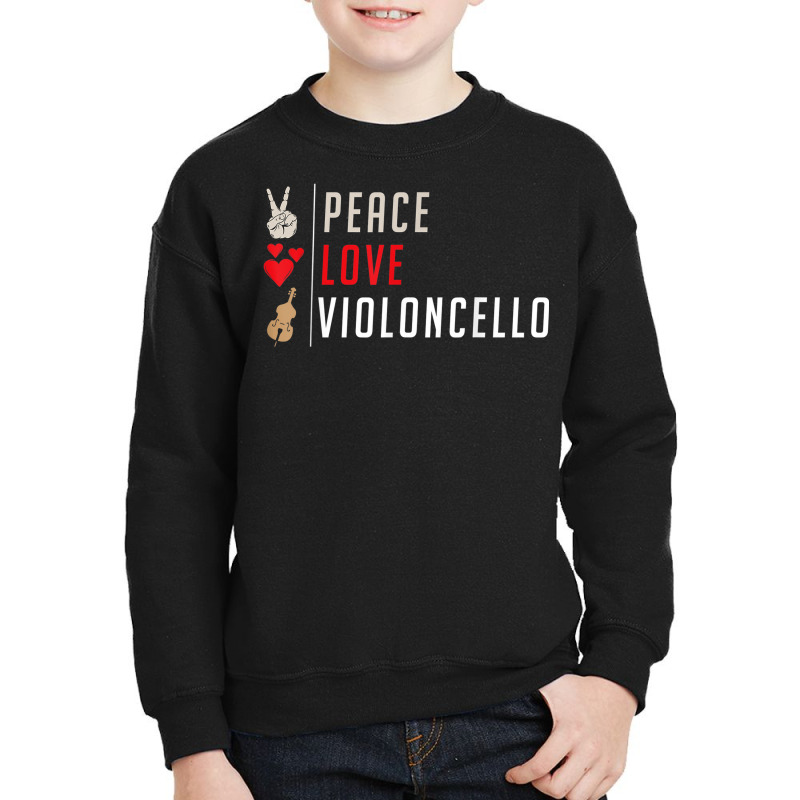 Peace Love Violoncello Music Instrument Cello Instrument Youth Sweatshirt by Dapper | Artistshot