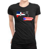 Half Puerto Rican Half Dominican Flag Map Combined Pr Rd Ladies Fitted T-shirt | Artistshot