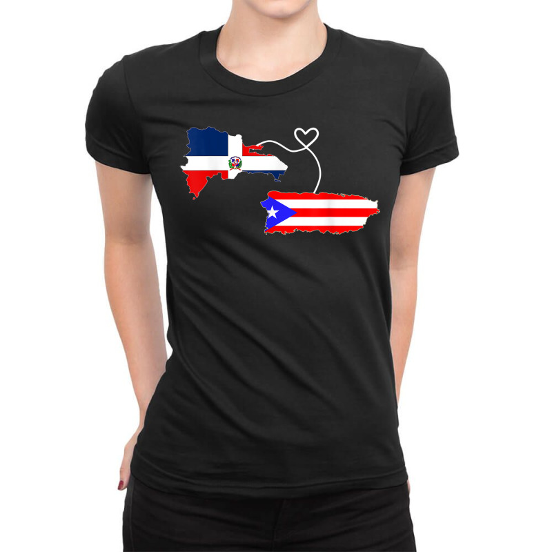 Half Puerto Rican Half Dominican Flag Map Combined Pr Rd Ladies Fitted T-Shirt by Deluxe | Artistshot