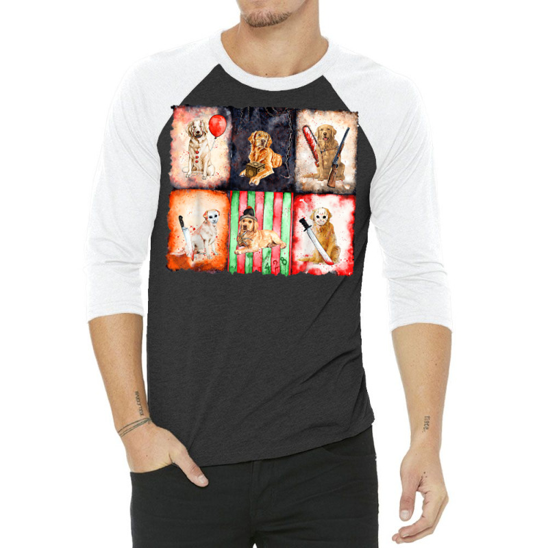 Ads Golden Retriever Horror Halloween Horror Movie Character 3/4 Sleeve Shirt | Artistshot