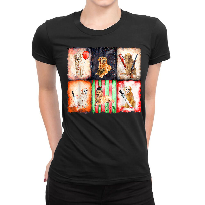 Ads Golden Retriever Horror Halloween Horror Movie Character Ladies Fitted T-shirt | Artistshot