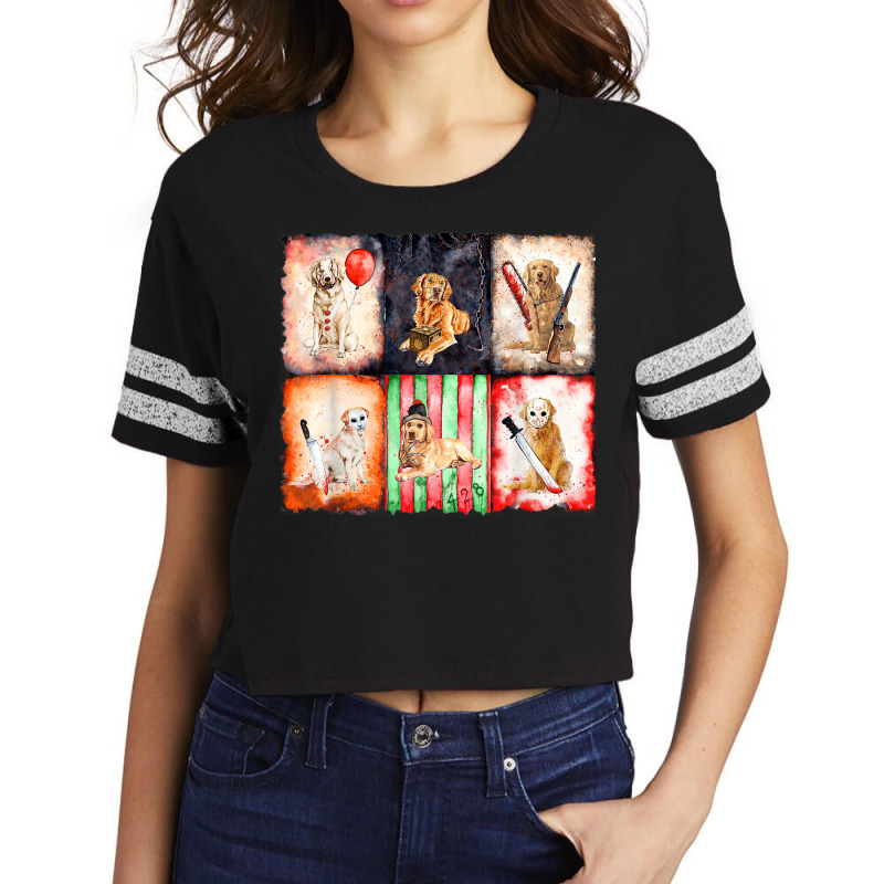 Ads Golden Retriever Horror Halloween Horror Movie Character Scorecard Crop Tee | Artistshot