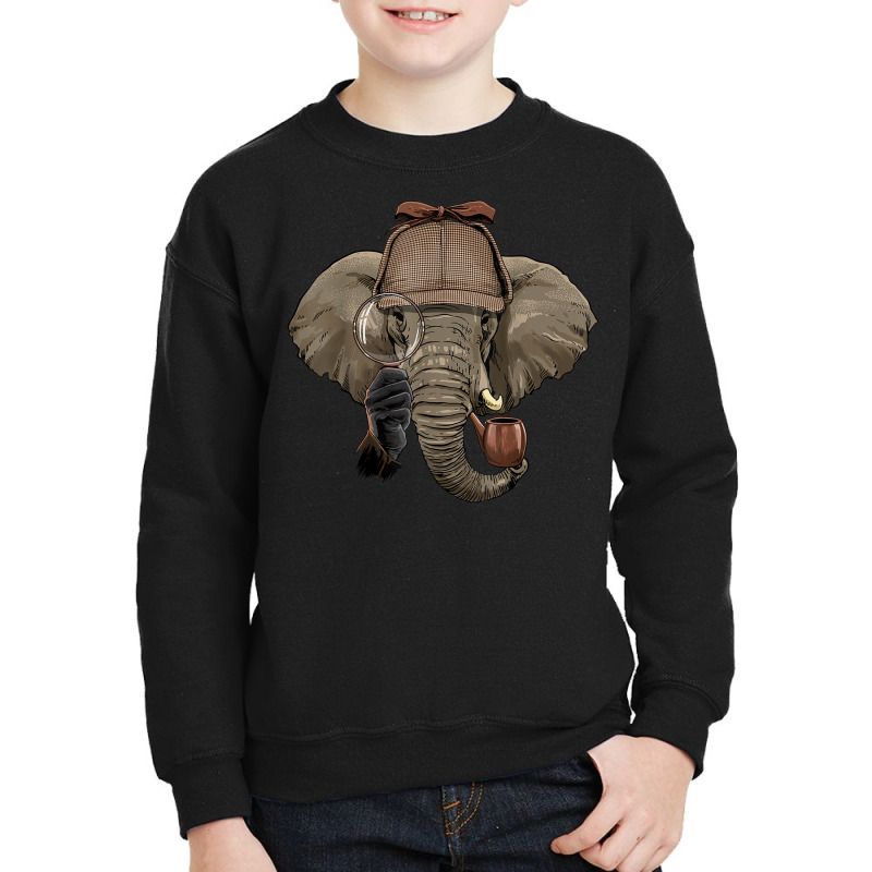 Detective Elephant Spy Inspector Investigator Elephant Lover Youth Sweatshirt by Bewitch | Artistshot