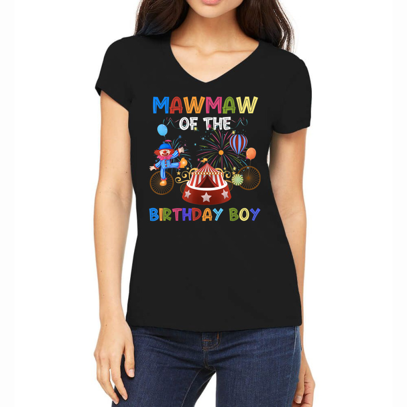 Mawmaw Of The Birthday Boy Ringmaster Circus Birthday Party Women's V-Neck T-Shirt by Aquarius | Artistshot