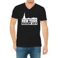 New York Fuckin City Skyline T Shirt V-neck Tee | Artistshot