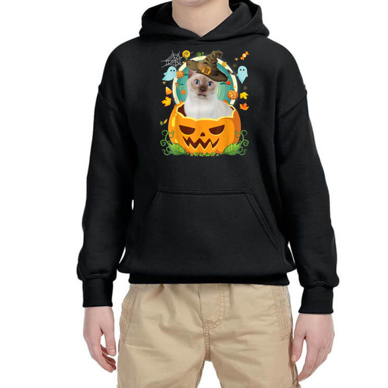 Happy Halloween Pumpkin Tonkinese Cat Witch Cute Hat Lover Youth Hoodie | Artistshot